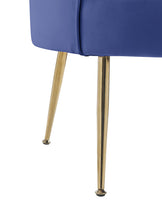 Angelina 34"W Blue Velvet Scalloped Back Barrel Accent Chair