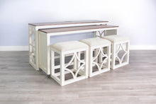 Pasadena - Nesting Console Table With Stools (5 Piece Set) - Buckskin / Marble White