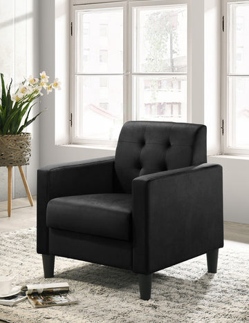 Hale 27.5"W Black Velvet Accent Armchair