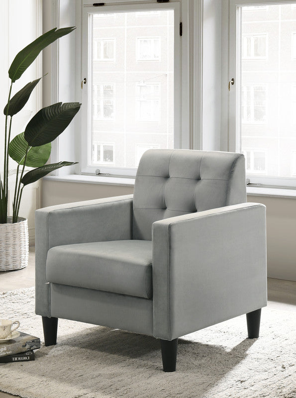Hale 27.5"W Light Gray Velvet Accent Armchair
