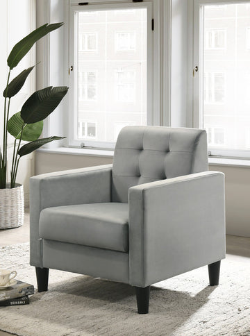 Hale 27.5"W Light Gray Velvet Accent Armchair