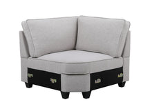 Leo 125"W Light Gray Linen 8Pc Modular L-Shape Sectional Sofa and Ottoman