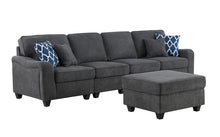 Leo 119"W Dark Gray Woven 5 Seater Sofa and Ottoman