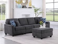 Leo 119"W Dark Gray Woven 5 Seater Sofa and Ottoman