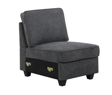 Leo 119"W Dark Gray Woven 5 Seater Sofa and Ottoman