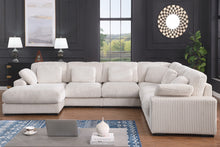 Nadine 155.5"W Beige Corduroy Modular Corner Sectional Sofa