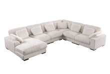 Nadine 155.5"W Beige Corduroy Modular Corner Sectional Sofa