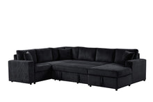 Ruxley 123"W Black Corduroy Sleeper Sectional Sofa