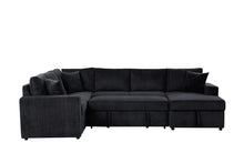 Ruxley 123"W Black Corduroy Sleeper Sectional Sofa