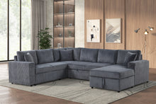 Ruxley 123"W Gray Corduroy Sleeper Sectional Sofa