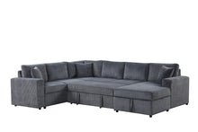 Ruxley 123"W Gray Corduroy Sleeper Sectional Sofa