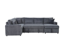 Ruxley 123"W Gray Corduroy Sleeper Sectional Sofa