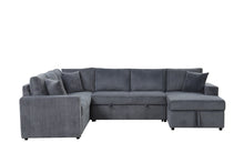 Ruxley 123"W Gray Corduroy Sleeper Sectional Sofa