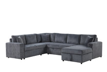 Ruxley 123"W Gray Corduroy Sleeper Sectional Sofa