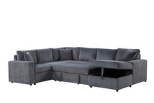 Ruxley 123"W Gray Corduroy Sleeper Sectional Sofa