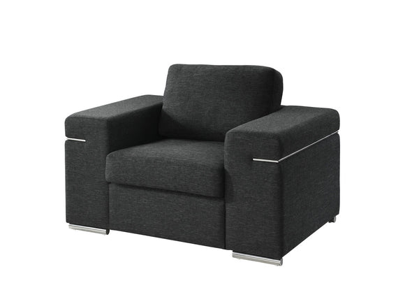Gianna 45" Black Linen Large Arm Chair