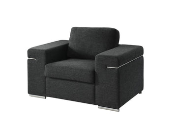 Gianna 45" Black Linen Large Arm Chair