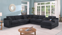 Celine 141.5"W Charcoal Chenille Fabric Corner Sectional Sofa