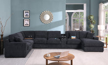 Celine 141.5"W Charcoal Chenille Fabric Corner Sectional Sofa