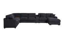 Celine 141.5"W Charcoal Chenille Fabric Corner Sectional Sofa
