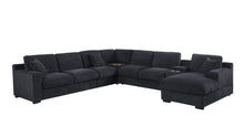 Celine 141.5"W Charcoal Chenille Fabric Corner Sectional Sofa