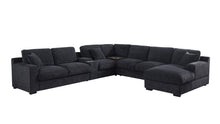 Celine 141.5"W Charcoal Chenille Fabric Corner Sectional Sofa
