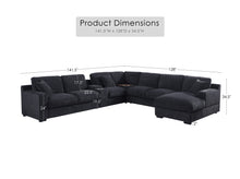 Celine 141.5"W Charcoal Chenille Fabric Corner Sectional Sofa