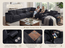 Celine 141.5"W Charcoal Chenille Fabric Corner Sectional Sofa