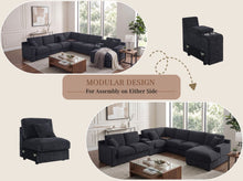 Celine 141.5"W Charcoal Chenille Fabric Corner Sectional Sofa