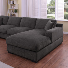 Celine 128"W Gray Chenille Fabric Corner Sectional Sofa