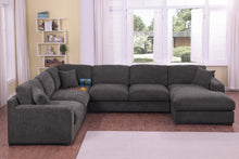 Celine 128"W Gray Chenille Fabric Corner Sectional Sofa