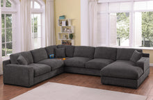 Celine 128"W Gray Chenille Fabric Corner Sectional Sofa