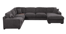 Celine 128"W Gray Chenille Fabric Corner Sectional Sofa