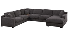 Celine 128"W Gray Chenille Fabric Corner Sectional Sofa