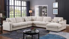 Celine 141.5"W Beige Chenille Fabric Corner Sectional Sofa