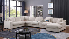 Celine 141.5"W Beige Chenille Fabric Corner Sectional Sofa
