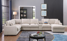 Celine 141.5"W Beige Chenille Fabric Corner Sectional Sofa