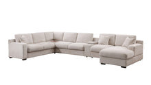Celine 141.5"W Beige Chenille Fabric Corner Sectional Sofa