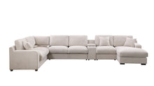 Celine 141.5"W Beige Chenille Fabric Corner Sectional Sofa
