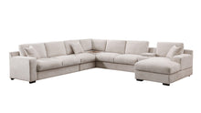 Celine 141.5"W Beige Chenille Fabric Corner Sectional Sofa