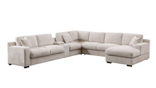 Celine 141.5"W Beige Chenille Fabric Corner Sectional Sofa