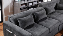Trey 115"W Gray Chenille Sectional Sofa