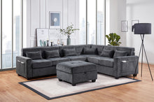 Trey 115"W Gray Chenille Sectional Sofa
