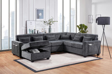 Trey 115"W Gray Chenille Sectional Sofa