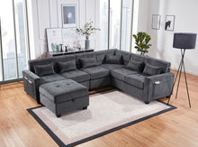 Trey 115"W Gray Chenille Sectional Sofa
