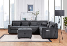 Trey 115"W Gray Chenille Sectional Sofa