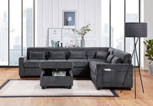 Trey 115"W Gray Chenille Sectional Sofa