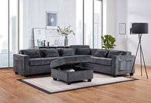 Trey 115"W Gray Chenille Sectional Sofa