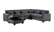 Trey 115"W Gray Chenille Sectional Sofa