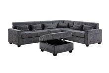 Trey 115"W Gray Chenille Sectional Sofa
